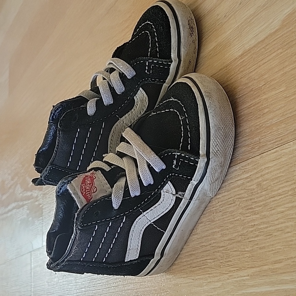 Toddler black high top vans size 5